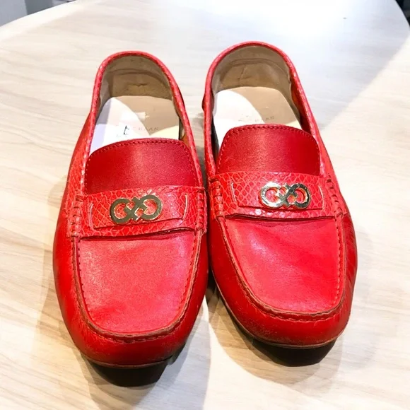 Cole Hahn Shelby CH Logo Vibrant Red Leather Loafers. - Picture 2 of 8